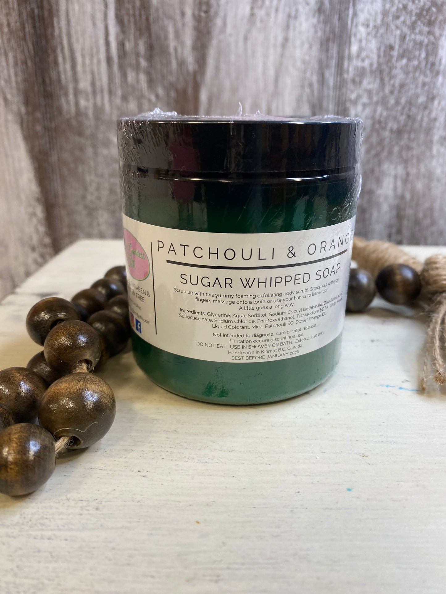 Patchouli & Sweet Orange/Charcoal Sugar Whipped Soap Scrub