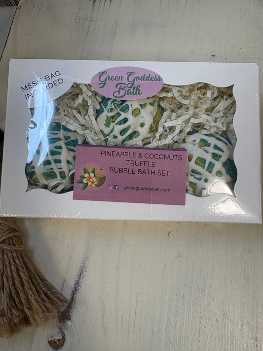 Gift Set of 3 Pineapple & Coconut Truffle Bubble Scoops