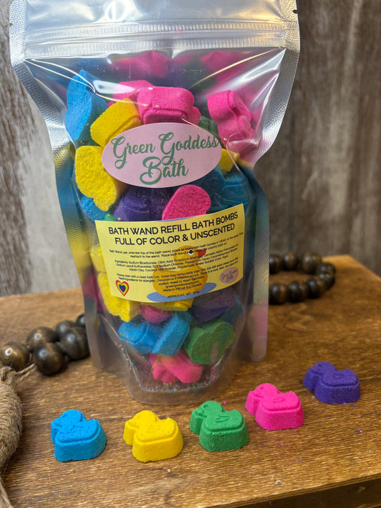 Bath Wand Refill Bath Bombs LOADED with fun color (unscented)