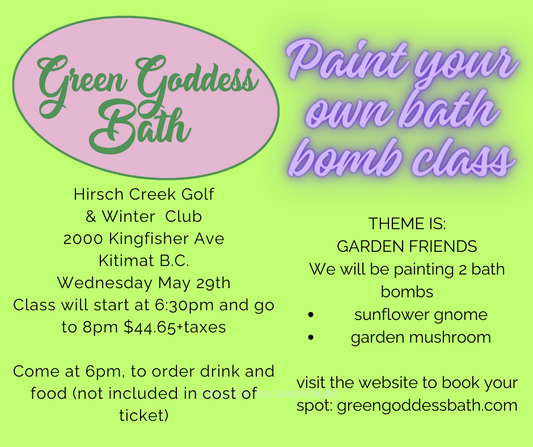 May 29th, Paint Your Own Bath Bomb Class